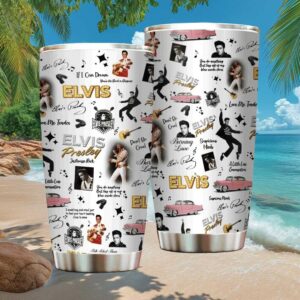 Elvis Presley Jailhouse Rock & Pink Cadillac All Over Print Retro Tumbler