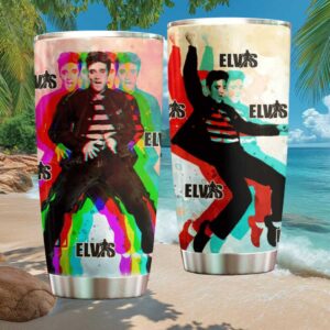 Elvis Presley Pop Art Rainbow Silhouette Stainless Steel Tumbler