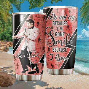 Elvis Presley “Smile Because I Lived” Pink Musical Note Tumbler