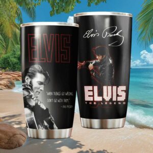 Elvis Presley “The Legend” Quote Black Stainless Steel Tumbler Wrap
