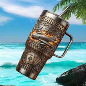 Eminem Kamikaze 3D Metal Style Tumbler Fighter Jet & Ace of Spades Design