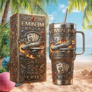 Eminem Kamikaze Fighter Jet Luxury Metal 40oz Tumbler