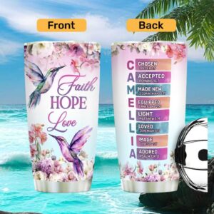 Faith Hope Love Hummingbird Tumbler Personalized Christian Name Acrostic