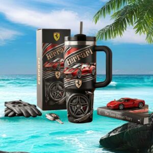 Ferrari Luxury Racing Red Sports Car Carbon Fiber Style Tumbler