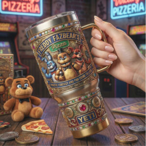 Five Nights at Freddy's (FNAF) 40oz Tumbler Freddy Fazbear’s Pizza 3D Character Tumbler