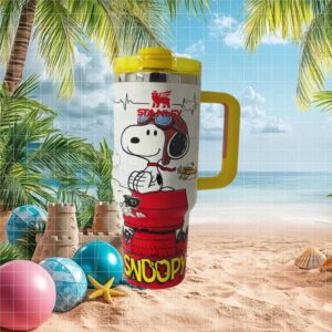 Flying Ace Snoopy Pilot Red Doghouse Design Custom Travel Tumbler