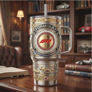Formula 1 World Championship Racing 40oz Tumbler, Gold Embossed F1 Fan Luxury Tumbler