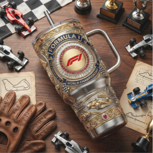 Formula 1 World Championship Racing 40oz Tumbler, Gold Embossed F1 Fan Luxury Tumbler