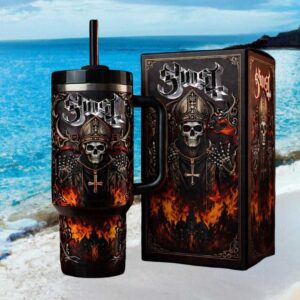 Ghost Band Papa Emeritus Skull & Fire Heavy Metal Aesthetic 40oz Tumbler