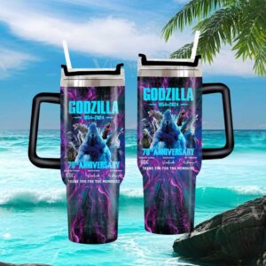 Godzilla 70th Anniversary 1954 2024 Evolution Tumbler with Handle