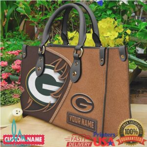 Green Bay Packers Personalized Suede Tote Custom Name NFL Fan Handbag
