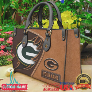 Green Bay Packers Personalized Suede Tote Custom Name NFL Fan Handbag