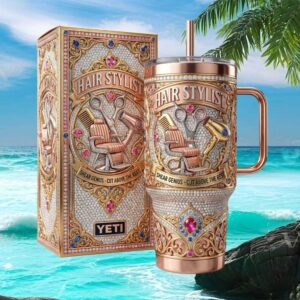 Hair Stylist “Shear Genius” Rose Gold Diamond Studded Professional Gift Tumbler
