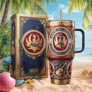 Hank Williams Luxury Gold Emblem Country Music 40oz Tumbler