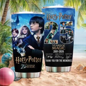 Harry Potter 25 Years of Magic 2001 2026 Anniversary Cast Signatures Tumbler