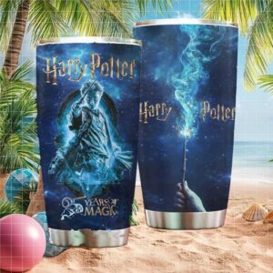 Harry Potter 25 Years of Magic Blue Patronus Spell Casting Galaxy Tumbler