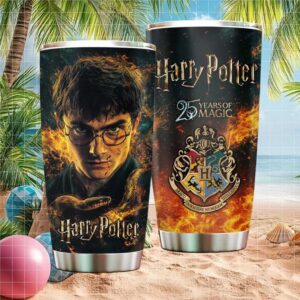 Harry Potter 25 Years of Magic Hogwarts Crest Fire & Snake Stainless STumblerl Tumbler