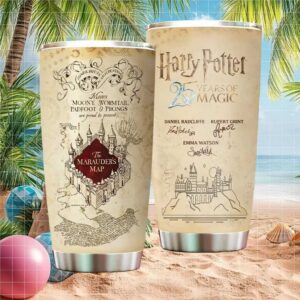 Harry Potter Marauder's Map 25 Years of Magic Tumbler with Cast Signatures