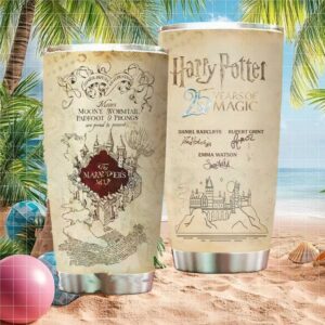 Harry Potter Marauder's Map 25 Years of Magic Tumbler with Cast Signatures