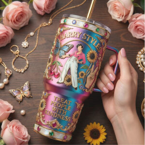 Harry Styles “Treat People With Kindness” 40oz Tumbler Butterfly Art