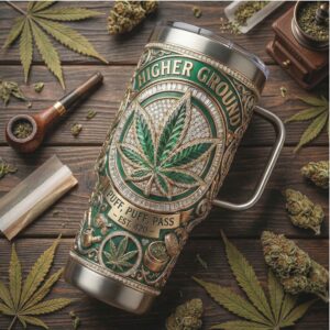 Higher Ground 420 Cannabis Leaf 40oz Tumbler Luxury Stoner Gift