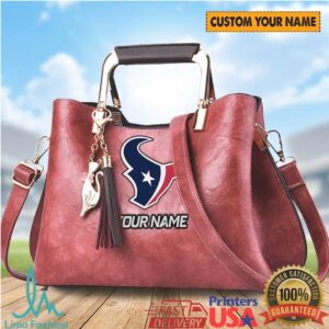 Houston Texans Personalized Name Elegant Leather Handbag with Tassel