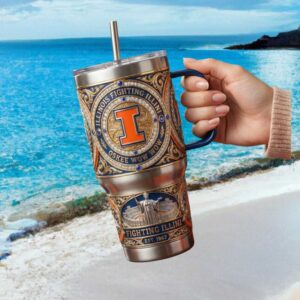 Illinois Fighting Illini Oskee Wow Wow 3D Varsity Collegiate Tumbler Design
