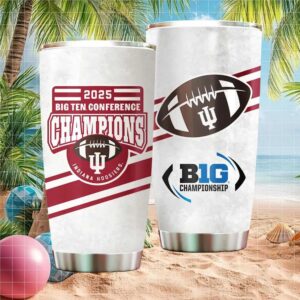 Indiana Hoosiers 2025 Big Ten Conference Football Champions Marble Print Tumbler