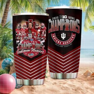Indiana Hoosiers 2025 Big Ten Football Champions Lucas Oil Stadium Commemorative Tumbler