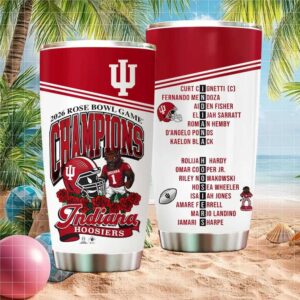 Indiana Hoosiers 2026 Rose Bowl Champions Team Roster White Tumbler