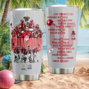 Indiana Hoosiers Football Champions Chick fil A Peach Bowl Semifinal Glitter Tumbler