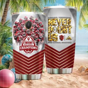 Indiana Hoosiers Never Doubt Us 2025 National Champions Football Trophy Tumbler