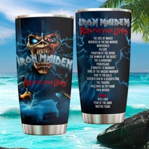 Iron Maiden Cyborg Eddie Run For Your Lives Tour Heavy Metal Travel Tumbler