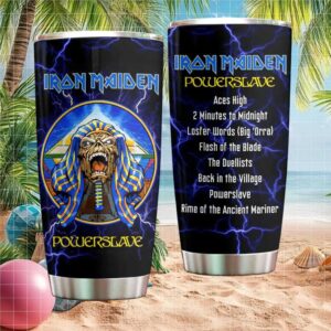 Iron Maiden Powerslave Album Art and Tracklist Lightning Tumbler