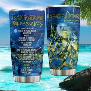 Iron Maiden Run For Your Lives World Tour Setlist Blue Lightning Tumbler