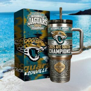 Jacksonville Jaguars 2025 AFC South Champions Commemorative Silver 40oz Tumbler