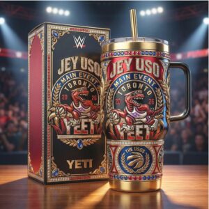 Jey Uso “Yeet” Main Event Toronto 2026 40oz Tumbler, 3D Gold Accented Wrestling Tumbler