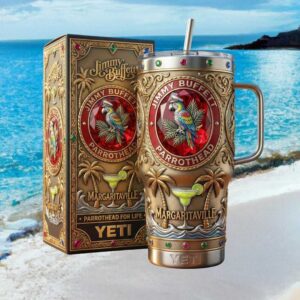 Jimmy Buffett Margaritaville Parrothead 3D Jeweled YETI Tumbler