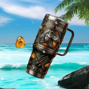 Jurassic World Rebirth of Dominion T Rex Fossil Aesthetic Tumbler