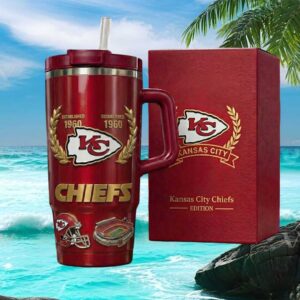 Kansas City Chiefs Established 1960 Red & Gold Chrome Anniversary Edition Tumbler
