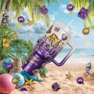 LSU Tigers Geaux Tigers Purple & Gold Glitter College Sports Tumbler