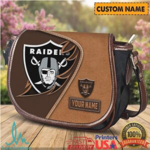 Las Vegas Raiders Custom Name Leather Saddle Bag Purse