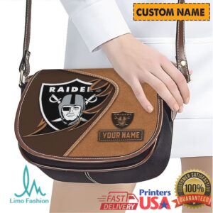 Las Vegas Raiders Custom Name Leather Saddle Bag Purse