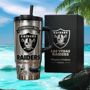 Las Vegas Raiders Established 1960 Allegiant Stadium Edition Silver & Black Tumbler