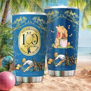 Limited Edition 100 Years Winnie the Pooh Blue Vintage Christopher Robin Tumbler