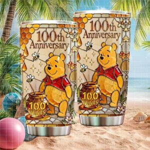 Limited Edition Pooh 100th Anniversary Stained Glass Style Stainless Steel Tumbler