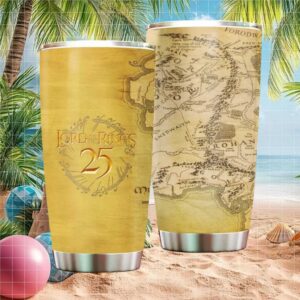Lord of the Rings 25th Anniversary Middle Earth Map Vintage Tumbler