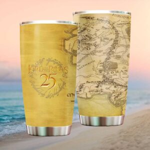 Lord of the Rings 25th Anniversary Middle Earth Vintage Map Tumbler