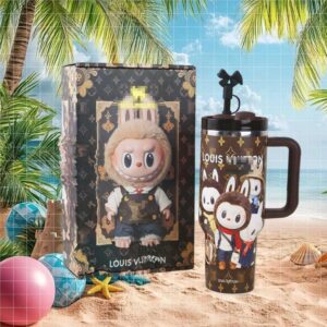 Luxury Fashion Bunny Character Monogram Print 40oz Tumbler with Handle