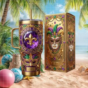 Mardi Gras New Orleans Fleur De Lis Luxury Gold and Purple Tumbler